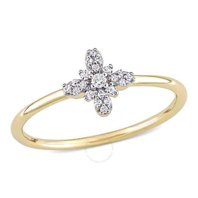 Amour 1/10 Ct Tw Diamond Floral Ring In 10k Yellow Gold