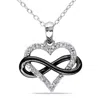 Amour 1/10 Ct Tw Diamond Heart Infinity Pendant With Chain In Sterling Silver With Black Rhodium In Black / Rhodium / Silver / White