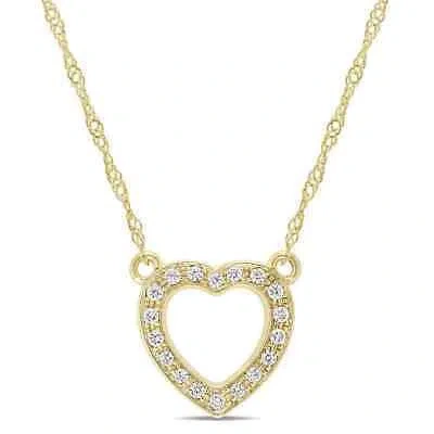 Pre-owned Amour 1/10 Ct Tw Diamond Heart Necklace In 14k Yellow Gold In Check Description