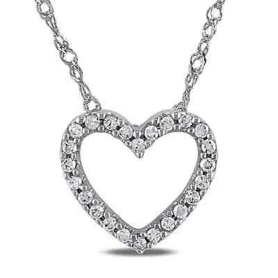Pre-owned Amour 1/10 Ct Tw Diamond Heart Pendant With Chain In 14k White Gold In Check Description