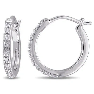 Pre-owned Amour 1/10 Ct Tw Diamond Hoop Earrings In 10k White Gold Amr-jms010117