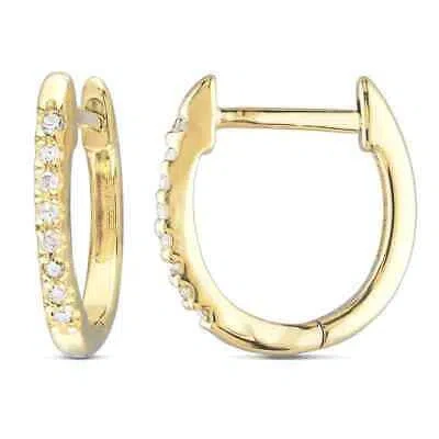 Pre-owned Amour 1/10 Ct Tw Diamond Hoop Earrings In 10k Yellow Gold In Pink