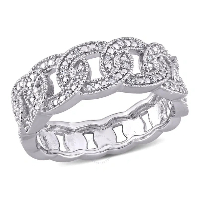 Amour 1/10 Ct Tw Diamond Link Ring In Sterling Silver In Metallic