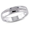 AMOUR AMOUR 1/10 CT TW DIAMOND MEN'S CROSSOVER RING IN STERLING SILVER