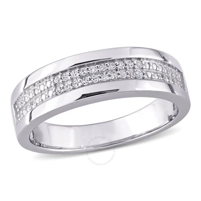 Amour 1/10 Ct Tw Diamond Men's Ring In Sterling Silver In White