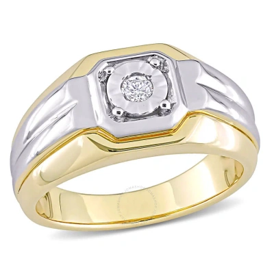 Amour 1/10 Ct Tw Diamond Men's Ring In White And Yellow Plated Sterling Silver In Multi-color