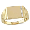 AMOUR AMOUR 1/10 CT TW DIAMOND MEN'S SIGNET RING IN 10K YELLOW GOLD