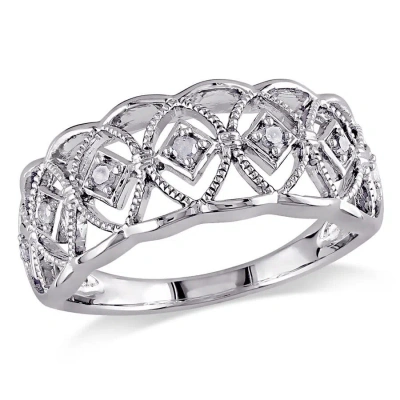 AMOUR AMOUR 1/10 CT TW DIAMOND OPENWORK RING IN STERLING SILVER