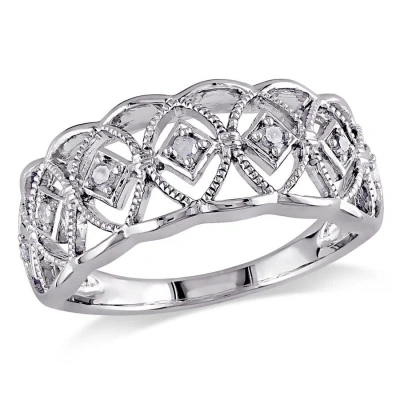 Amour 1/10 Ct Tw Diamond Openwork Ring In Sterling Silver In White