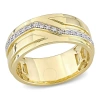 AMOUR AMOUR 1/10 CT TW DIAMOND ZIGZAG MEN'S RING IN YELLOW PLATED STERLING SILVER