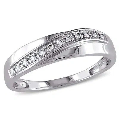 Pre-owned Amour 1/10 Ct Tw Men's Crossover Diamond Wedding Band In 10k White Gold In Check Description