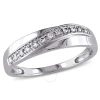 AMOUR AMOUR 1/10 CT TW MEN'S CROSSOVER DIAMOND WEDDING BAND IN 10K WHITE GOLD