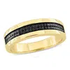 AMOUR AMOUR 1/10CT TDW BLACK DIAMOND MEN'S DOUBLE ROW ANNIVERSARY BAND IN YELLOW PLATED STERLING SILVER