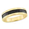 Amour 1/10ct Tdw Black Diamond Men's Double Row Anniversary Band In Yellow Plated Sterling Silver In Yellow
