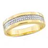 AMOUR AMOUR 1/10CT TDW DIAMOND MEN'S DOUBLE ROW ANNIVERSARY BAND IN YELLOW PLATED STERLING SILVER