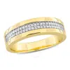 Amour 1/10ct Tdw Diamond Men's Double Row Anniversary Band In Yellow Plated Sterling Silver In Yellow