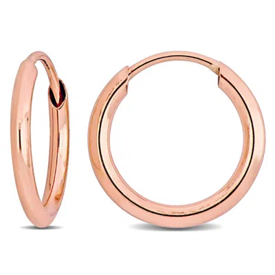 Amour 11mm Hoop Earrings In 14k Rose Gold In Rose Gold-tone