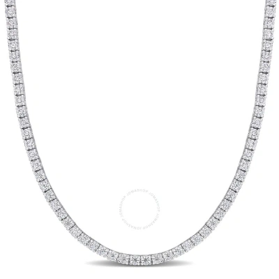 Amour 12 1/2 Ct Dew Created Moissanite Tennis Necklace In Sterling Silver In White