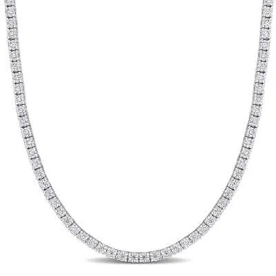 Pre-owned Amour 12 1/2 Ct Dew Created Moissanite Tennis Necklace In Sterling Silver In White