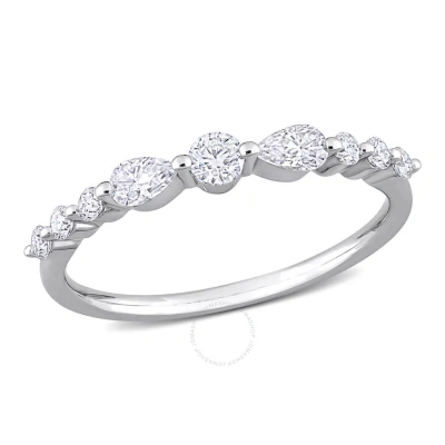 Amour 1/2 Ct Dew Created Moissanite Semi-eternity Ring In Sterling Silver In Metallic
