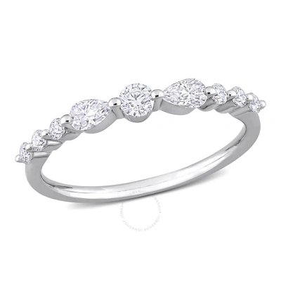 Amour 1/2 Ct Dew Created Moissanite Semi-eternity Ring In Sterling Silver In White