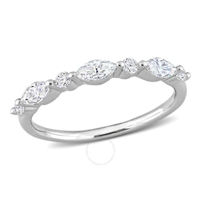 Amour 1/2 Ct Dew Created Moissanite Semi-eternity Ring In Sterling Silver In Metallic