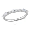 AMOUR AMOUR 1/2 CT DEW CREATED MOISSANITE SEMI-ETERNITY RING IN STERLING SILVER