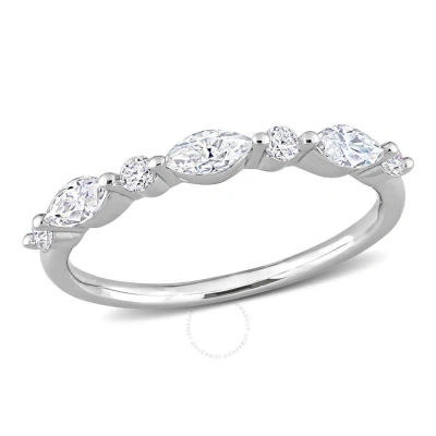 Amour 1/2 Ct Dew Created Moissanite Semi-eternity Ring In Sterling Silver In White