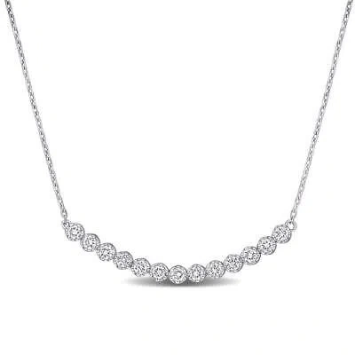 Pre-owned Amour 1/2 Ct Tdw Diamond Bezel-set Bar Necklace In 14k White Gold