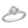 AMOUR AMOUR 1/2 CT TDW DIAMOND VINTAGE FLORAL DESIGN ENGAGEMENT RING IN 14K WHITE GOLD