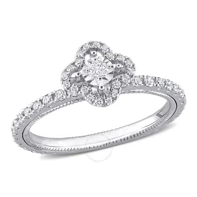 Amour 1/2 Ct Tdw Diamond Vintage Floral Design Engagement Ring In 14k White Gold