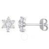 AMOUR AMOUR 1/2 CT TGW CREATED MOISSANITE FLORAL STUD EARRINGS IN STERLING SILVER