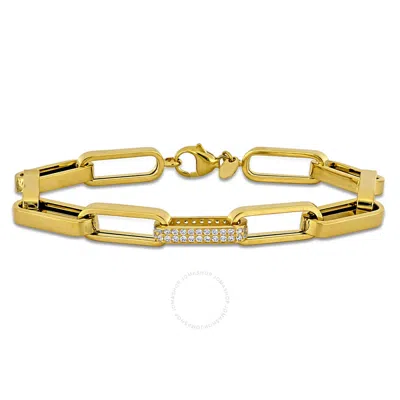 Amour 1/2 Ct Tgw Cubic Zirconia Paperclip Bracelet In 14k Yellow Gold -7.5 In