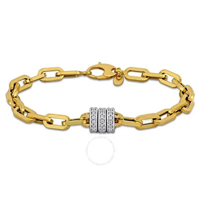 Amour 1/2 Ct Tgw Cubic Zirconiai Rondelle Rectangular Link Bracelet In 14k Two Tone Gold - 7.5 In