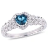 AMOUR AMOUR 1/2 CT TGW LONDON-BLUE TOPAZ AND DIAMOND HALO HEART RING IN 10K WHITE GOLD