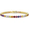 Amour Yellow Silver 12 Ct Tgw Multi Color Gemstone Tennis Bracelet In Yellow