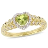 AMOUR AMOUR 1/2 CT TGW PERIDOT AND DIAMOND HALO HEART RING IN 10K YELLOW GOLD