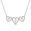 AMOUR AMOUR 1/2 CT TGW WHITE TOPAZ AND 1/5 CT TDW DIAMOND TRIPLE HEART NECKLACE IN STERLING SILVER