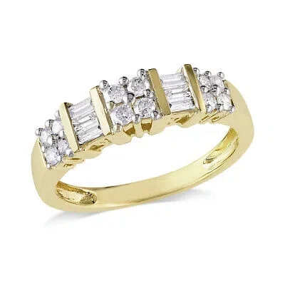 Pre-owned Amour 1/2 Ct Tw Baguette And Round Diamond Anniversary Band In 14k Yellow Gold In Check Description