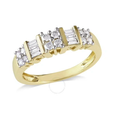 Amour 1/2 Ct Tw Baguette And Round Diamond Anniversary Band In 14k Yellow Gold In Gold / Gold Tone / White / Yellow