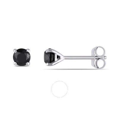 Amour 1/2 Ct Tw Black Diamond Stud Earrings In 14k White Gold
