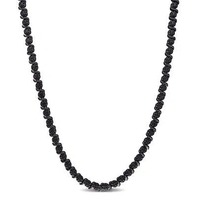 Pre-owned Amour 1/2 Ct Tw Black Diamond Tennis Necklace In Sterling Silver With Black In White