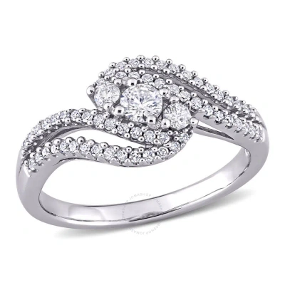 Amour 1/2 Ct Tw Diamond Bypass Ring In 10k White Gold In Metallic