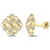 AMOUR AMOUR 1/2 CT TW DIAMOND CHESS PATTERN CUFFLINKS IN 14K YELLOW GOLD