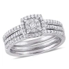 Amour 1/2 Ct Tw Diamond Cluster 3-piece Bridal Set In 14k White Gold In Gold / White