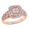 AMOUR AMOUR 1/2 CT TW DIAMOND CLUSTER HALO ENGAGEMENT RING IN 14K ROSE GOLD