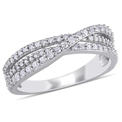 Amour 1/2 Ct Tw Diamond Crossover Ring In Sterling Silver In Metallic