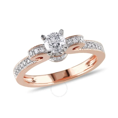 Amour 1/2 Ct Tw Diamond Engagement Ring In 14k Rose Gold In Gold / Ink / Pink / Rose / Rose Gold / White