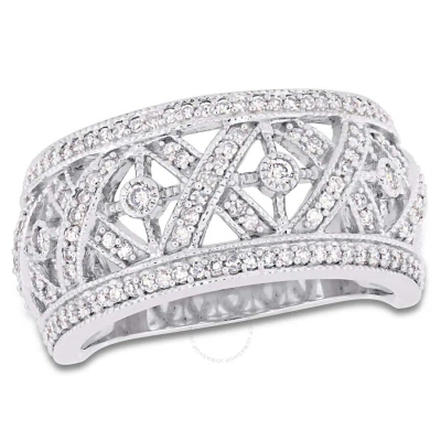 Amour 1/2 Ct Tw Diamond Filigree Ring In 10k White Gold In Gold / White