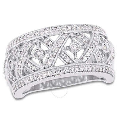 Amour 1/2 Ct Tw Diamond Filigree Ring In 10k White Gold In Gold / White